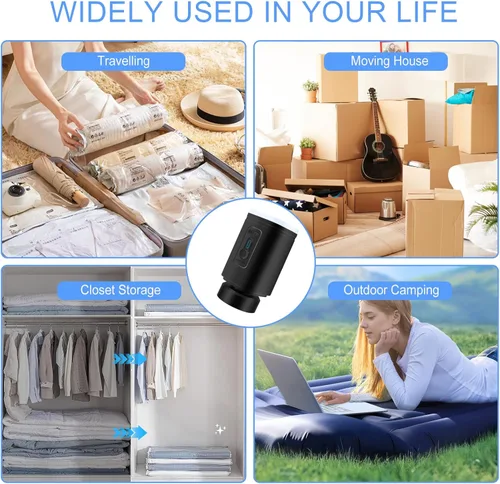 Miniatura 7 de Bomba portátil para bolsas de almacenamiento al vacío, bomba de vacío eléctrica de viaje para varias bolsas de sellado al vacío, bomba de aire
