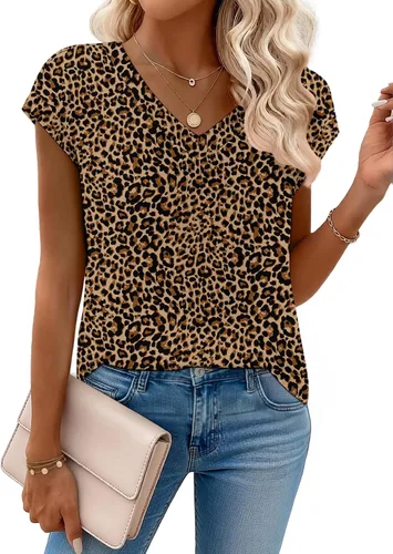 Miniatura 16 de Zeagoo Camisetas de manga corta con cuello en V para mujer, ropa de negocios, ropa de trabajo, ropa de moda