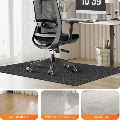 Miniatura 6 de KMAT Alfombrilla para silla de oficina, 36 x 48 pulgadas, protector de suelo de trabajo pesado para madera dura/baldosas, alfombrilla de suelo Negro