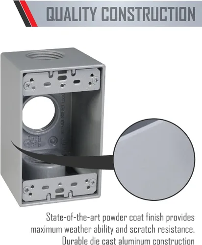 Miniatura 5 de TayMac SB3100S Caja resistente a la intemperie, 1 banda, (3) salidas de 1 pulgada, gris
