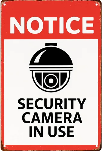 Security Camera Notice Funny Wall Decor Retro Metal Sign Poster for Garage Man Cave Bathroom Bedroom Farm Inspirational Popular Wall Art 8x12 Inch