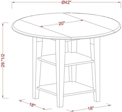 Miniatura 5 de East West Furniture SUDA3-LWH-C - Juego de mesa de comedor de 3 piezas contiene una mesa de comedor redonda con gotas y estantes y 2 sillas
