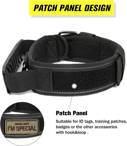 Miniatura 3 de Collar táctico para perro con asa - Collar militar ajustable de entrenamiento para perros de nailon suave y hebilla de metal resistente para perros