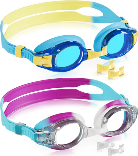 Miniatura 18 de Aegend - Paquete de 2 gafas para niños, gafas de natación para niños de 4 a 16 años, niños y niñas jóvenes, gafas de piscina antivaho, impermeables