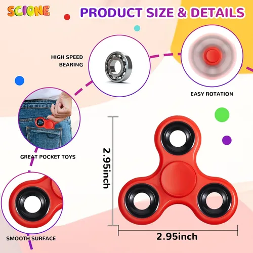 Miniatura 2 de SCIONE Paquete de 18 juguetes giratorios para ansiedad a granel para niños y adultos, juguetes para ansiedad a granel, spinner de mano para bolsas
