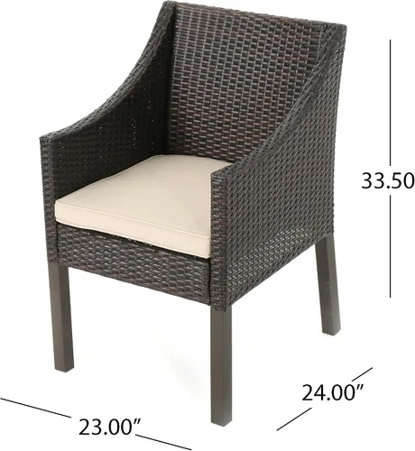 Miniatura 2 de Christopher Knight Home Antibes - Sillas de comedor de mimbre para exteriores con cojines resistentes al agua, juego de 2 piezas, multicolor y beige