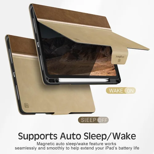 Miniatura 4 de KingBlanc Funda para iPad Pro de 11 pulgadas de 4ª/3ª/2ª/2ª generación (2022/2021/2020) con soporte para lápices, funda de soporte bicolor de cuero