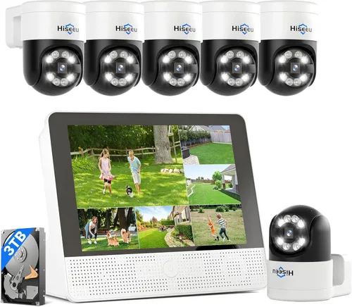 Miniatura 12 de [Inclinación panorámica de 300° 90° + seguimiento humano] Sistema de cámara Hiseeu 4K PoE PTZ, sistema de cámara de seguridad NVR con 6 cámaras