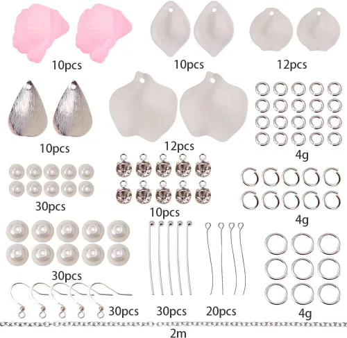Miniatura 2 de SUNNYCLUE 1 caja de 10 pares de aretes colgantes de acrílico esmerilado de flores de lirio de cala, kits de fabricación de aretes de perlas de Diy