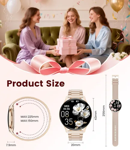 Miniatura 9 de LIGE Relojes inteligentes para mujer, llamadas/recordatorios, rastreadores de actividad ultrafinos AMOLED de 1.43 pulgadas con monitor de frecuencia