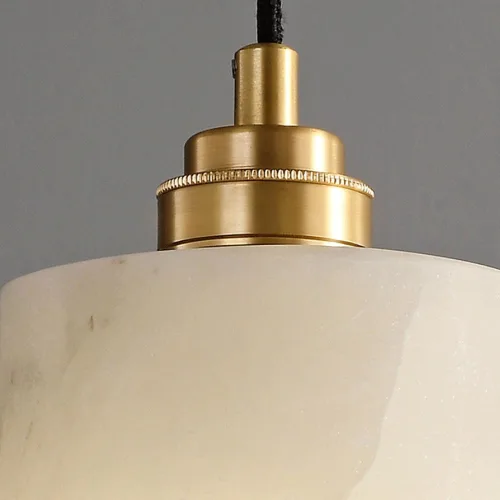Miniatura 5 de Lámpara colgante de mármol cilíndrico nórdico, moderna lámpara colgante de cobre completo con pantalla de piedra natural, candelabros de altura