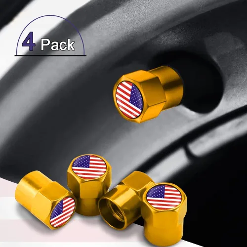 Miniatura 21 de ASUBHA 4 tapas de vástago de válvula de neumático con bandera estadounidense, tapones de aire de aluminio para neumáticos con junta tórica de goma