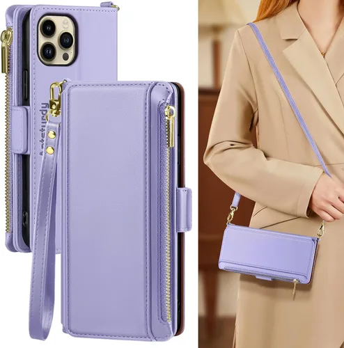 Miniatura 20 de Antsturdy Funda tipo cartera compatible con iPhone 12 Pro Max para mujeres y hombres, funda de piel sintética con bloqueo RFID, funda cruzada