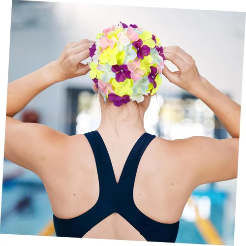 Miniatura 5 de VANZACK Gorros de ducha para mujer, gorro de natación con flores, gorro de natación floral, gorro de natación para mujer