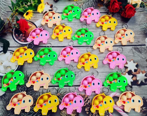 Miniatura 2 de Paquete de 24 llaveros a granel de tortugas de animales marinos para la ansiedad, mini llavero de burbujas, regalos de fiesta de vacaciones