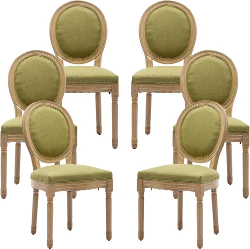 Miniatura 71 de Juego de 2 sillas de comedor de campo francés, sillas de comedor de madera de granja beige, silla de comedor con respaldo tejido con cojín tapizado