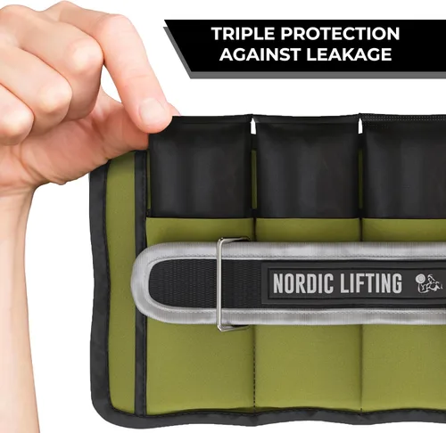 Miniatura 5 de Nordic Lifting - Pesas ajustables de tobillo para mujeres y hombres – 1 par (2–10 libras) Pesas de muñeca, brazo y pierna para gimnasio, yoga