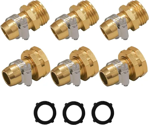 Miniatura 11 de Hourleey Conector de reparación de manguera de jardín con abrazaderas, apto para manguera de jardín de 3/4 o 5/8 pulgadas, adaptador de manguera