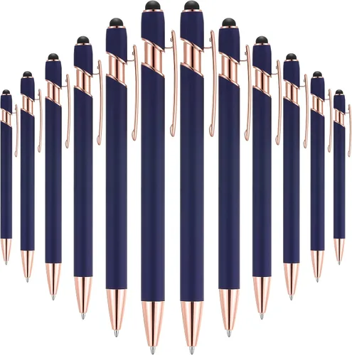 Miniatura 21 de Tenare 12 piezas 2 en 1 bolígrafo de metal con punta de lápiz capacitivo, bolígrafo de 1,0 mm de tinta negra para pantallas táctiles (color surtido)
