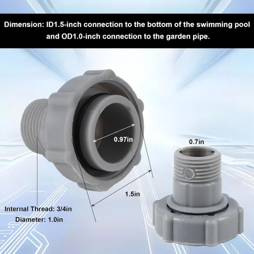 Miniatura 4 de Drenaje de piscina para piscinas Coleman/sobre el suelo/Bestway Id1.5 pulgadas, adaptador de manguera de drenaje, enchufe de drenaje para conectar a