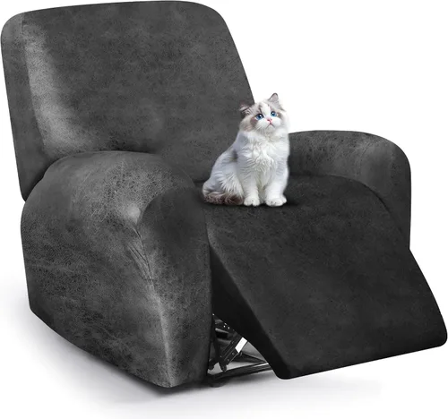 Miniatura 15 de ANARACHON Fundas para sillas reclinables con aspecto de cuero, funda elástica de 4 piezas, funda suave para silla reclinable, protector de muebles