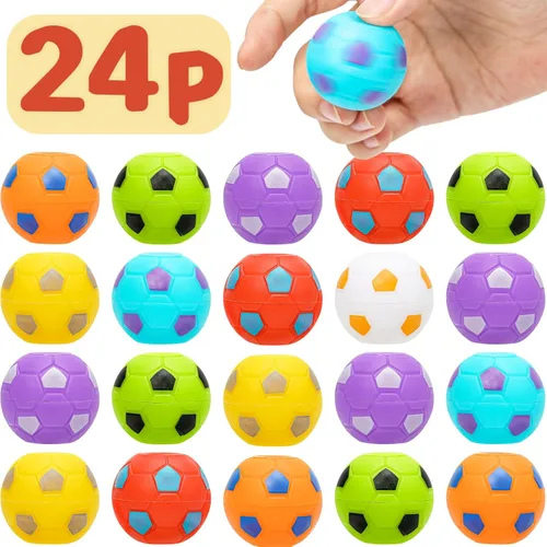 AZEN 24 piezas de recuerdos de fiesta de fútbol para niños 4-8 8-12, mini spinners de fútbol con juguetes de pelota, rellenos de bolsas de regalo