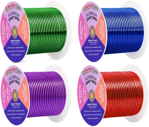 Miniatura 164 de Mandala Crafts - Alambre de aluminio anodizado de 8 calibre para hacer joyas - 9.75 m de alambre flexible negro colorido - Flexible para bonsái