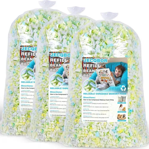 Miniatura 15 de Jecqbor Relleno de espuma viscoelástica triturada de 5 libras para silla puf, relleno premium para puf, relleno de espuma viscoelástica de alta