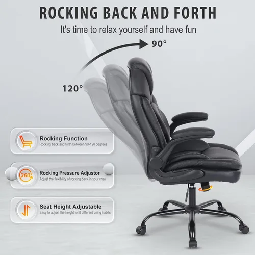 Miniatura 4 de Silla ergonómica de escritorio de oficina con brazos abatibles de apoyo trasero, cómoda silla de oficina ejecutiva, color negro