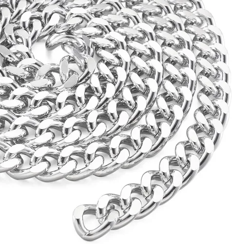 Miniatura 35 de FASHEWELRY Cadena de eslabones de aluminio de 16.4 pies sin soldar, rollo de cadenas de eslabones dorados con carrete para hacer collares, joyas