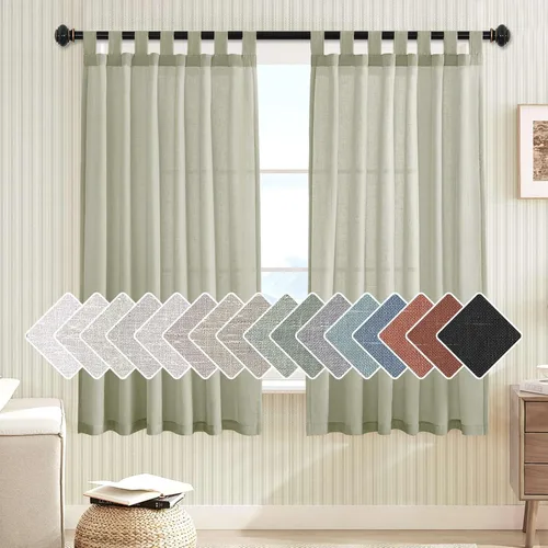 Miniatura 52 de H.VERSAILTEX Cortinas aireadas mezcladas de lino natural con pestaña superior para sala de estar, decoración del hogar, material suave y rico que