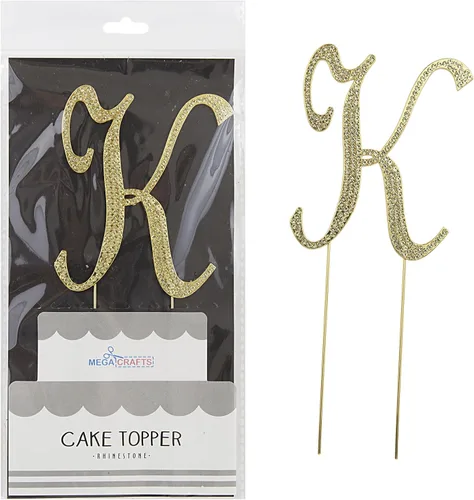 Miniatura 23 de Mega Crafts Decoración para tartas con diamantes de imitación dorados brillantes y cristales brillantes y aleación de metal duradero, ideal