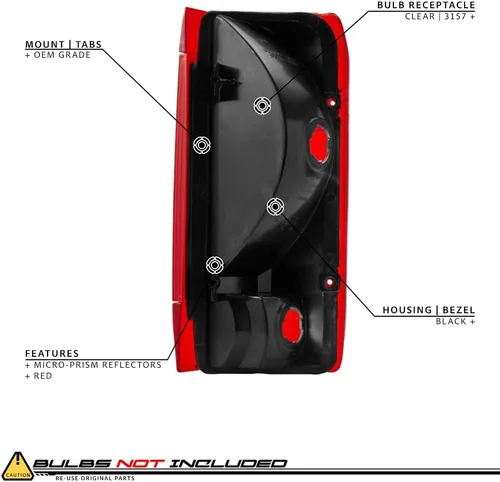 Miniatura 4 de EPIC LIGHTING OE Spec - Luces traseras de repuesto compatibles con Ford 90-96, BRONCO F150, F250, F350, par Luz trasera Par