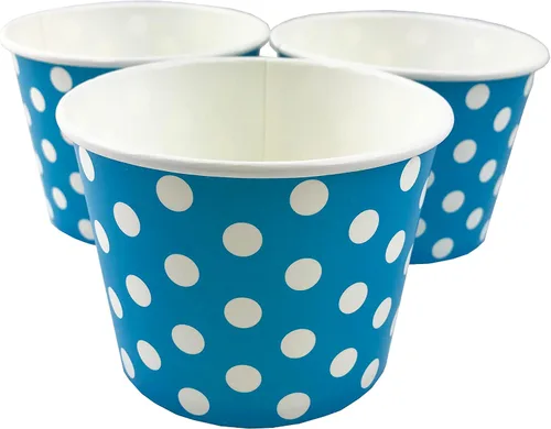 Miniatura 2 de MMvolesy Blue - Paquete de 50 vasos desechables para helado de 16 onzas, cuencos de papel de colores para helados, sopa caliente, postres, a prueba