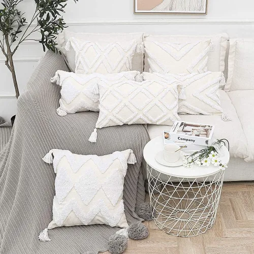Miniatura 4 de PLWORLD - Funda de almohada con diseño boho de diamantes (1 unidad)