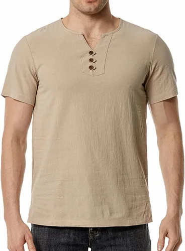 Miniatura 2 de Button Pocket Shirt Blouses for Men Stand Up Collar Solid T-Shirt Tees Short Sleeve Elegant Pullover Tops Streetwear