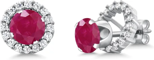 Miniatura 133 de Gem Stone King Aretes redondos de plata de ley 925 de 0.236 in con piedra natal extraíble para mujer