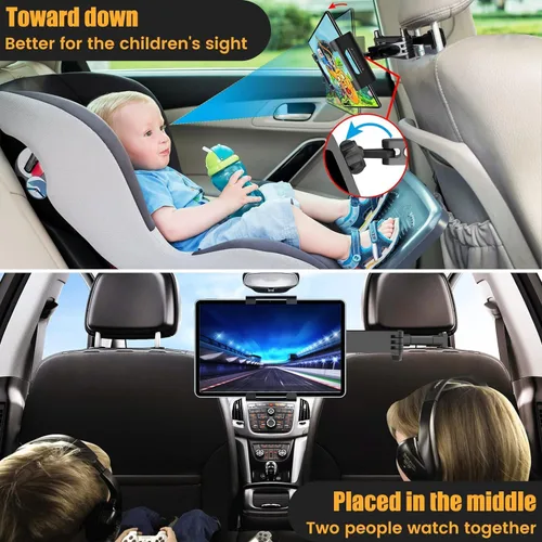Miniatura 2 de najiaxiaowu Soportes para Tabletas PC Paquete de 2 Soporte para Tableta para Coche, Soporte para Reposacabezas de iPad para iPad/Teléfonos