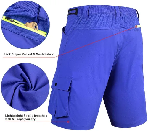 Miniatura 2 de Pantalones cortos de ciclismo de montaña para hombre, con relleno, pantalones cortos holgados para ciclismo, ciclismo, ciclismo, ajuste holgado