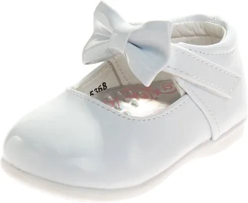 Josmo Baby-Girl's Walking Kids Mary Jane Flats-Formal Dress Shoes Newborn Infant Walker Moccasins Crib Bow Knot First Step Patent Slip-On Christening