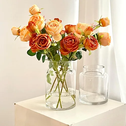 Miniatura 5 de BLOFLO - Jarrón de vidrio transparente, florero grande de vidrio de 7 pulgadas para flores, jarrones modernos de vidrio grueso para centros de mesa