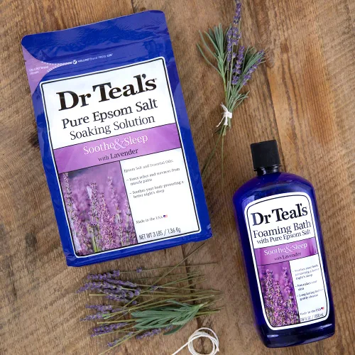 Miniatura 6 de Dr. Teal's - Solución de remojo de sal de Epsom y baño espumoso con sal pura de Epsom, lavanda (paquete de 2)