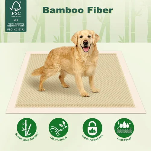 Miniatura 2 de MIZOK Almohadillas para orina para perros, 36 x 36 pulgadas, almohadillas de bambú para orina de perro, almohadillas para perros extra grandes