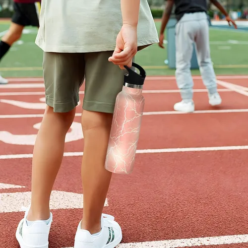 Miniatura 4 de Lightning Rose Gold Leak Proof & BPA Free Sports Insulated Water Bottle With Straws Leak-proof Hot & Cold Double Walled for Sport Gym Outdoor Travel