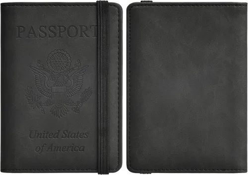 Miniatura 2 de HerriaT Combo de portatarjetas de pasaporte y vacunación, funda con ranura para tarjeta de vacunación CDC, protector organizador de documentos