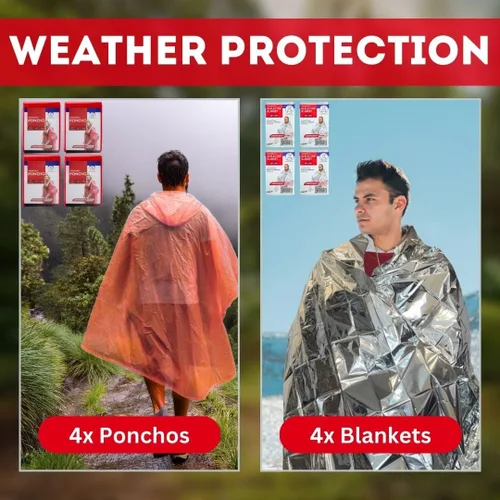 Miniatura 4 de Essentials Kit completo de supervivencia de lujo para 2 y 4 personas Bug-Out-Bag Kit de bolsa de emergencia para incendios forestales, huracanes