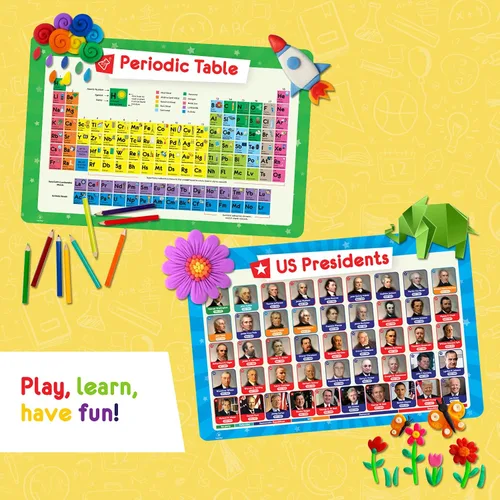 Miniatura 8 de Simply Magic 5 manteles individuales para niños, antideslizantes, lavables y reutilizables, manteles individuales educativos: Mapas del mundo