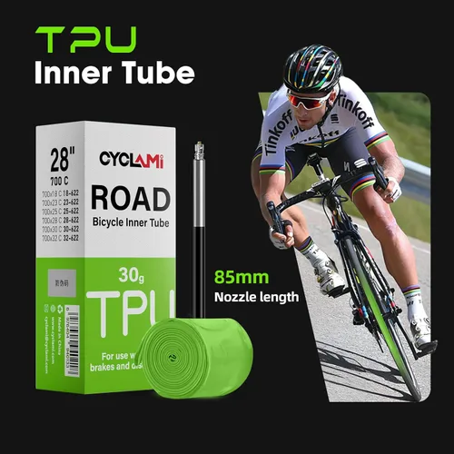 Miniatura 7 de 1/4-Pack CYCLAMI TPU Inner Tubes 700 x 18-32c 700c Inner Tubes Ultralight 30g Bike Tube with 45mm/65mm/85mm Presta Valve for Road Bike Tubes(Include