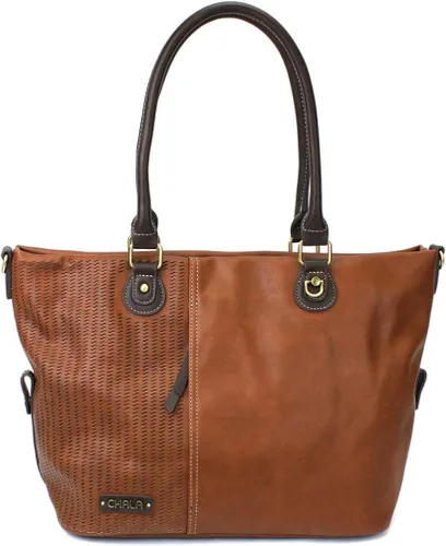 Miniatura 6 de CHALA Bolso bandolera cortado con láser, de piel sintética, color marrón