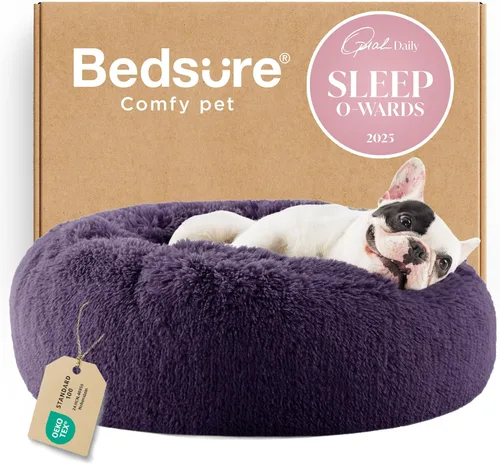 Miniatura 70 de Bedsure - Cama relajante para perro mediano, lavable, tipo dona, cama para gato, antideslizante, redonda, afelpada, mullida, de piel sintética